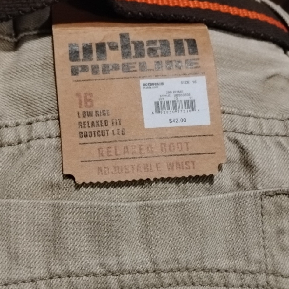 Urban Pipeline Boys' Khaki Low-Rise Relaxed Fit Bottoms